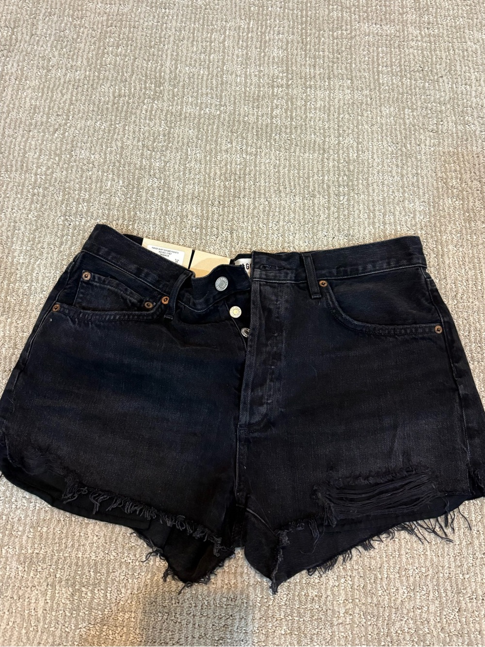 AGOLDE NWT Parker Black Distressed High-Rise Jean Shorts